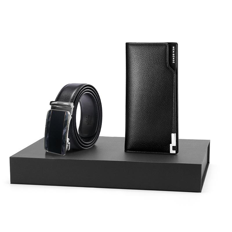Ew schwarze Geldbörse Geldbörse Gürtel Set Herren Rindsleder Geschenkset Kombination Business Gürtel