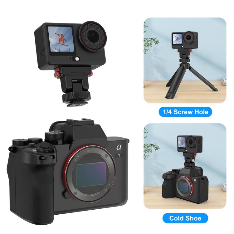 For DJI Osmo Action 6 / Nano PULUZ Plastic Gimbal Quick-Release Base Mount (Black)