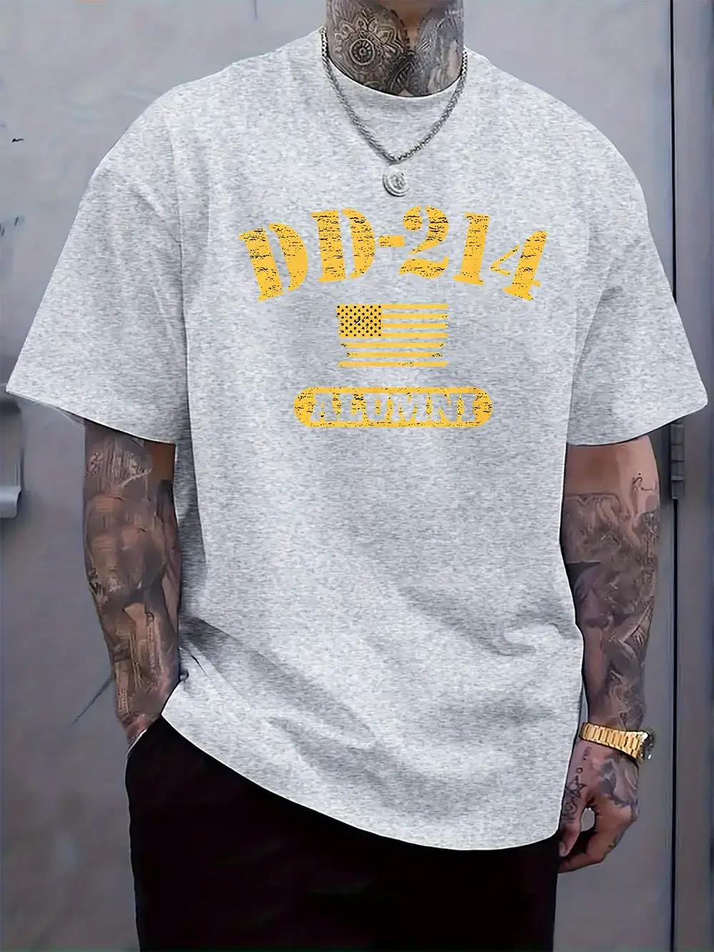 

CHRO Culture Print T-shirt - Casual Crew Neck Short Sleeve Tee with DD-214 ALUMNI Design XL