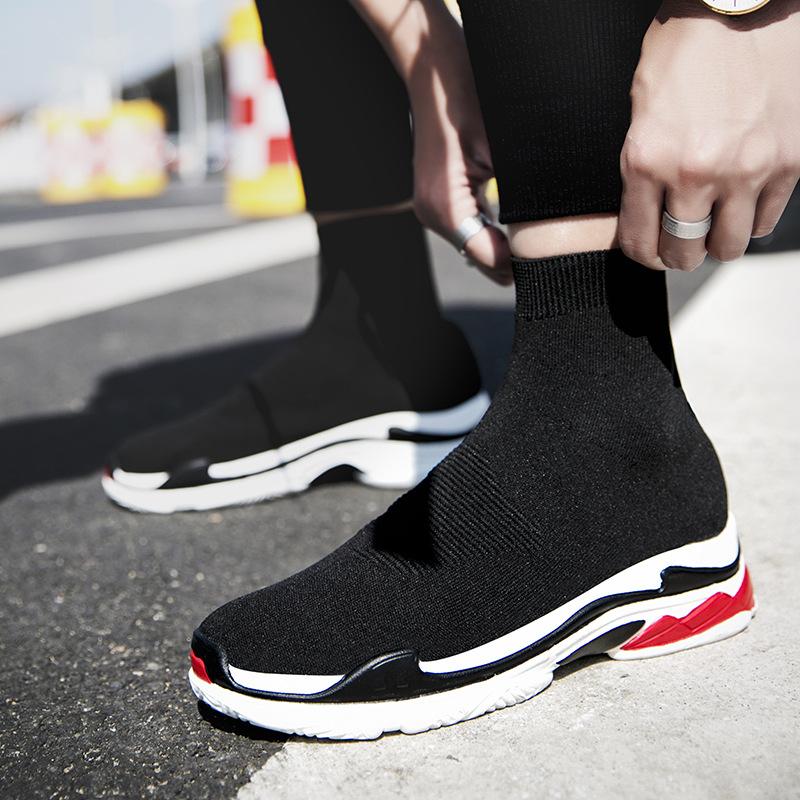 Spring and Autumn men's and women's socks shoes high-top single shoes flow sports leisure lazy shoes