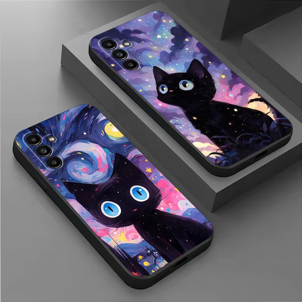 Van Gogh Art Cute Kitty Cover Phone Case for Samsung Galaxy A22 A54 A52 A34 A42 A32 A11 A21s A13 A73 A53 A23 A24 A33 A72 A12