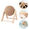 POPETPOP Cat Scratching Ball Toy - Small Rotatable Kitten Scratcher Sisal Toy, Wood Cat Scratcher with Ball for Indoor Kitties To Grind Claws, Cat