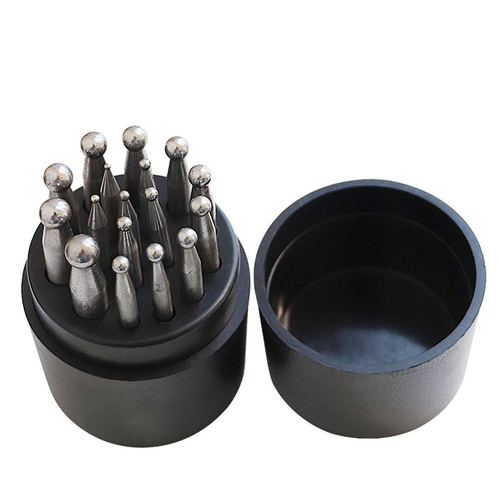 17 ADET Zımba Seti Metal Şekillendirme Kubbe Takı İşleme Aracı için Dapping Bloğu