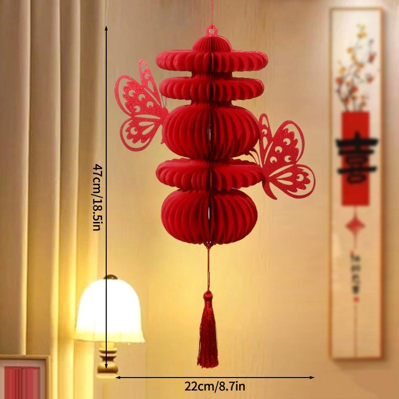 3D Papier Wabenball 2026 Neujahr Hängende Dekoration Papierornamente Frühlingsfest Papierkürbis Ornament Weihnachten Party Deko Vase