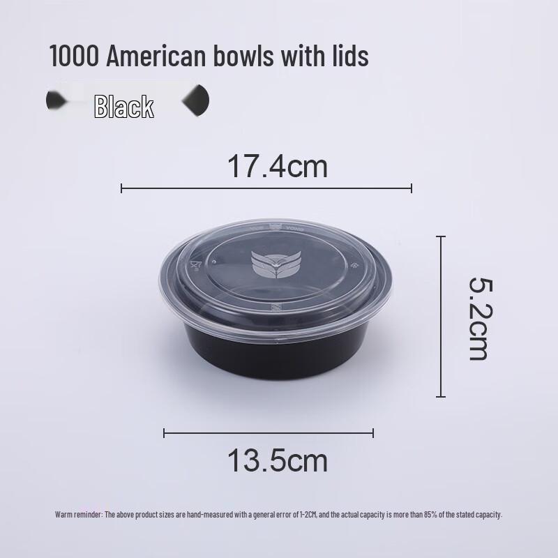 Yueyong Disposable Round Plastic Meal Boxes, 150 Sets