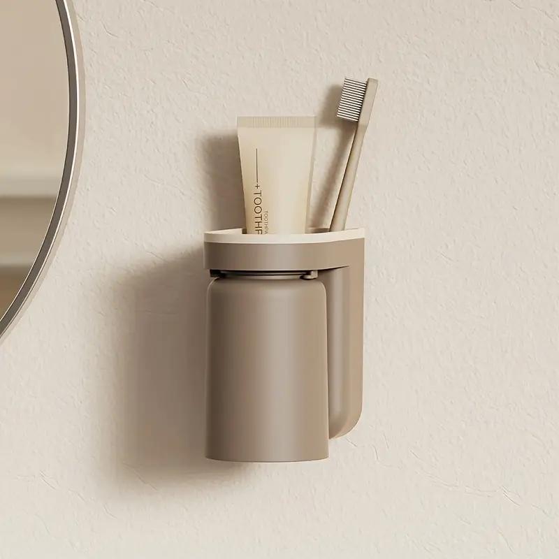 Bathroom Accessories Set Toothbrush Holder Toothpaste Organizer Self-Adhesive Wall Mount Toothpaste Toothbrush Cup Storage Rack
