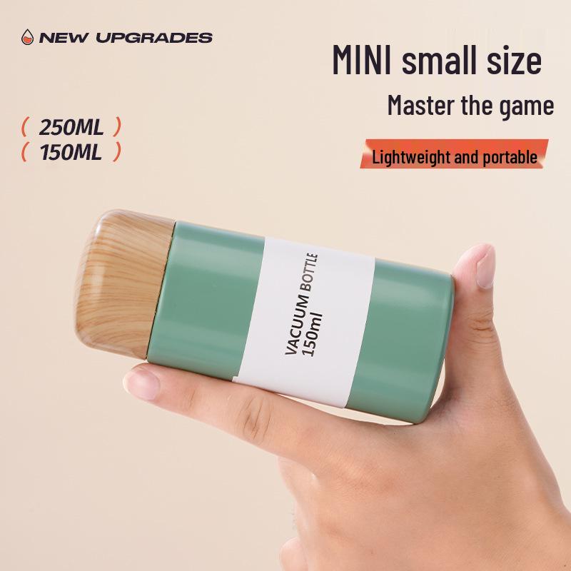 304 Stainless Steel Portable Thermos - Mini Wood Grain Water Cup for Students and Couples