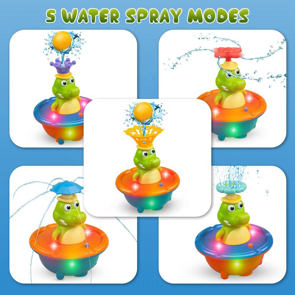 Hot Sell Tub Bathing Baby Summer Toy Bathtub Water Spray Sprinkler Crocodile Infant Bath Toy Electric Shower With Light