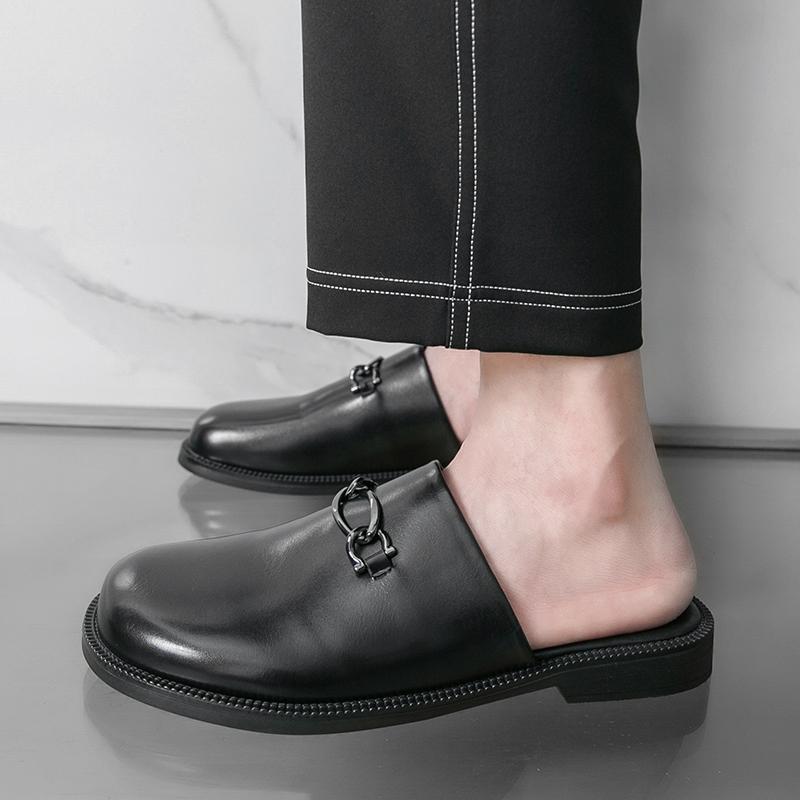 Fashion Casual men's leather slippers Leisure and breathable styles Work and daily party Street fashion shoes Hot selling youth New