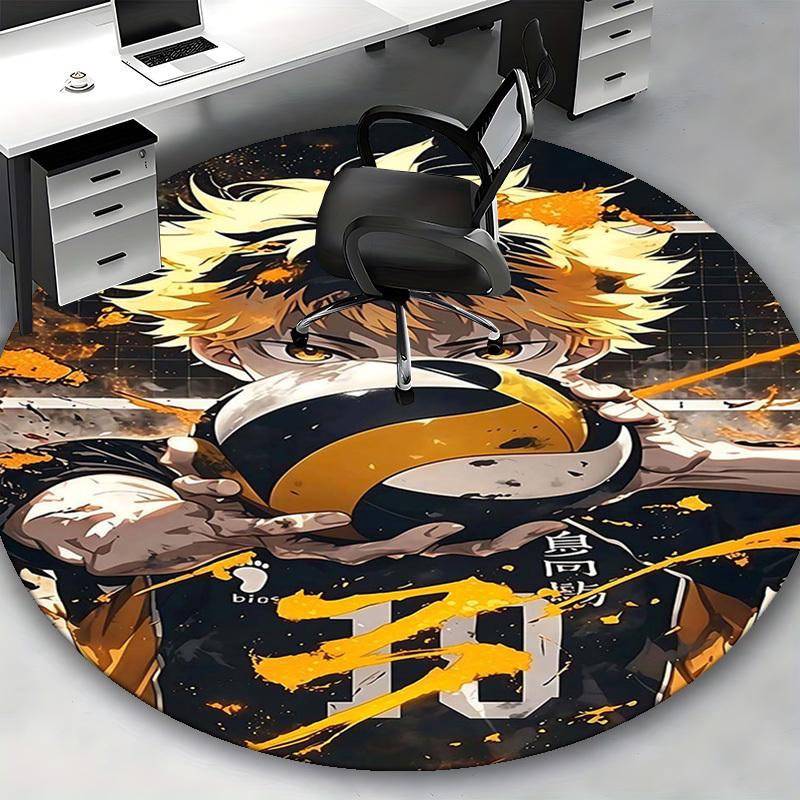 1pc Bakugo Katsuki 10 Round Carpet - Anime Design Chair Mat for Office, Home Decor