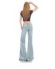Light Blue Women's Retro Low Waist Micro Flare Jeans with Bamboo Texture - Elastic and Slimming Hot Girl Style