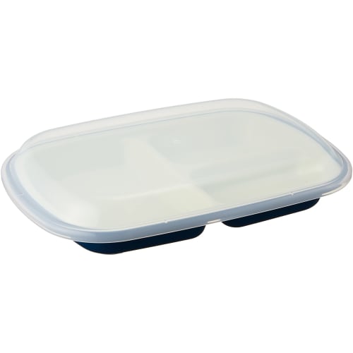 Square lunch plate with lid, navy blue