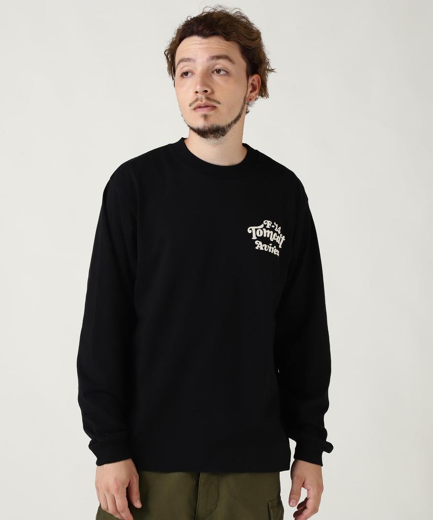 AVIREX SAGARA TOM CAT L/S T-SHIRT Men's M Black