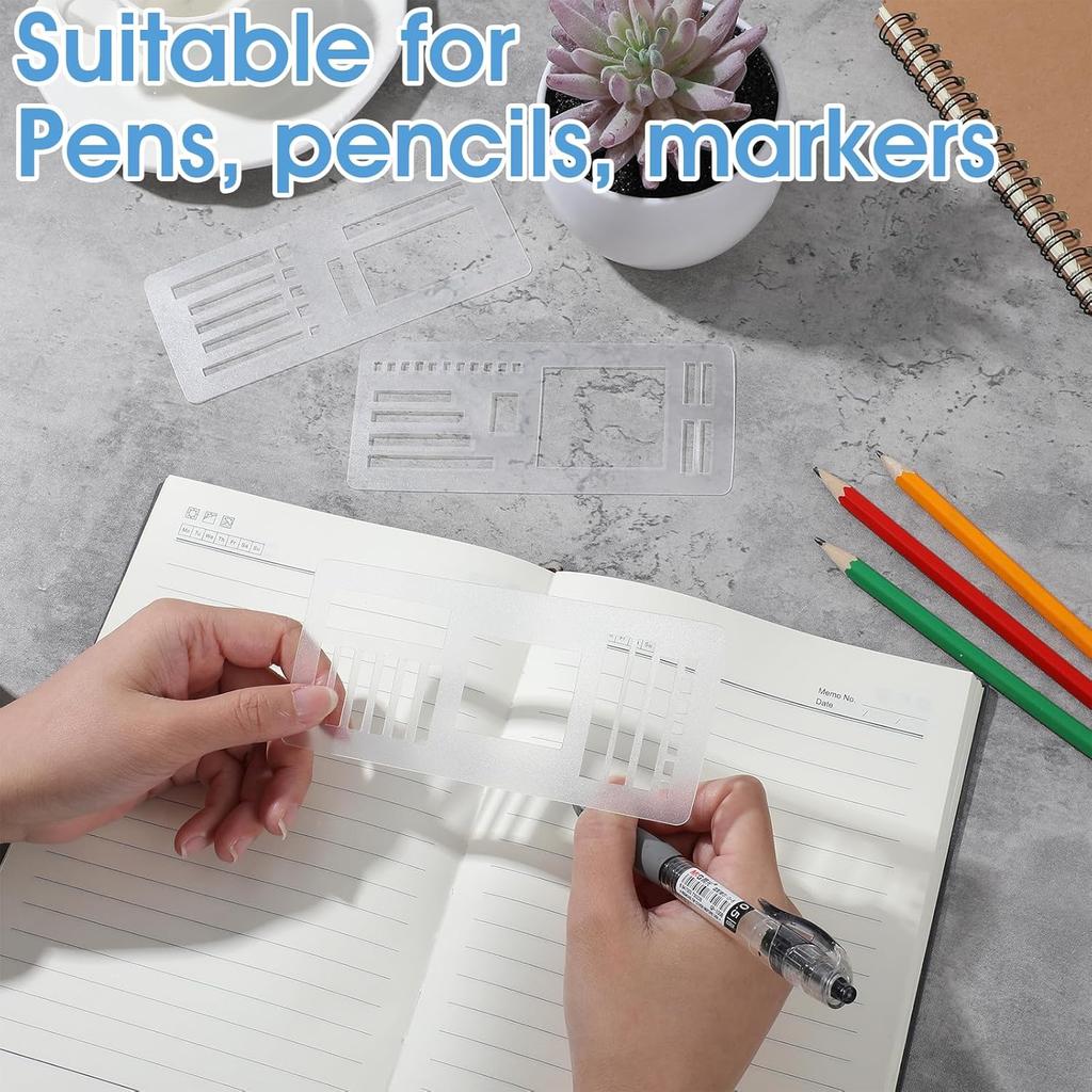 3 Pack Planner Stencil, Handmade Flexible Record Template, Planner Stencils Templates for Journaling Habit Trackers Task Lists & Daily Planning,