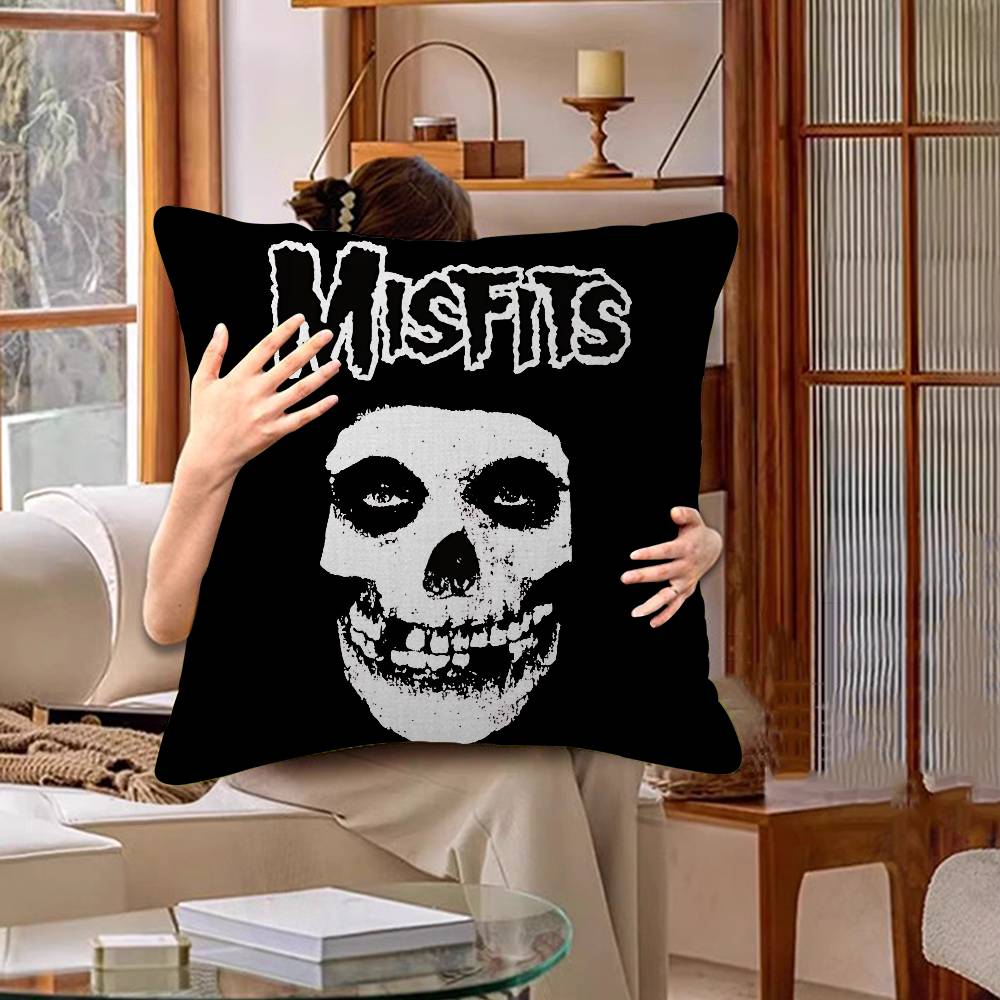 Classic M-Misfits Punk Band Cushion Cover Decorative Pillow Sofa Home Decor Case Pillow Cases 12x12Inch
