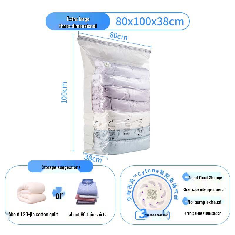 Taili Vacuum Compression Storage Bag for Clothes, Travel, Quilts, and Blankets - No Pump Required, Thickened Design.