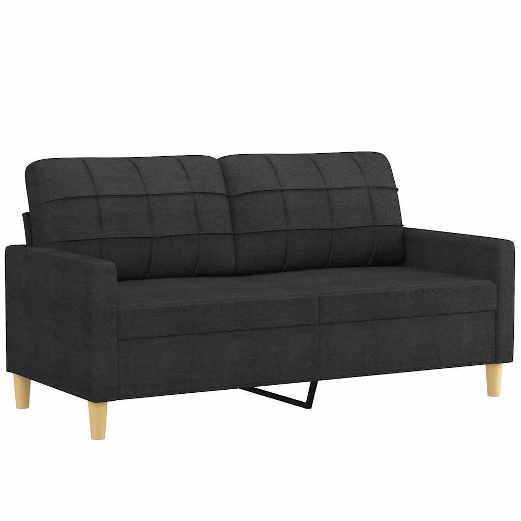 2 Seater Sofa Black 140 Cm Fabric