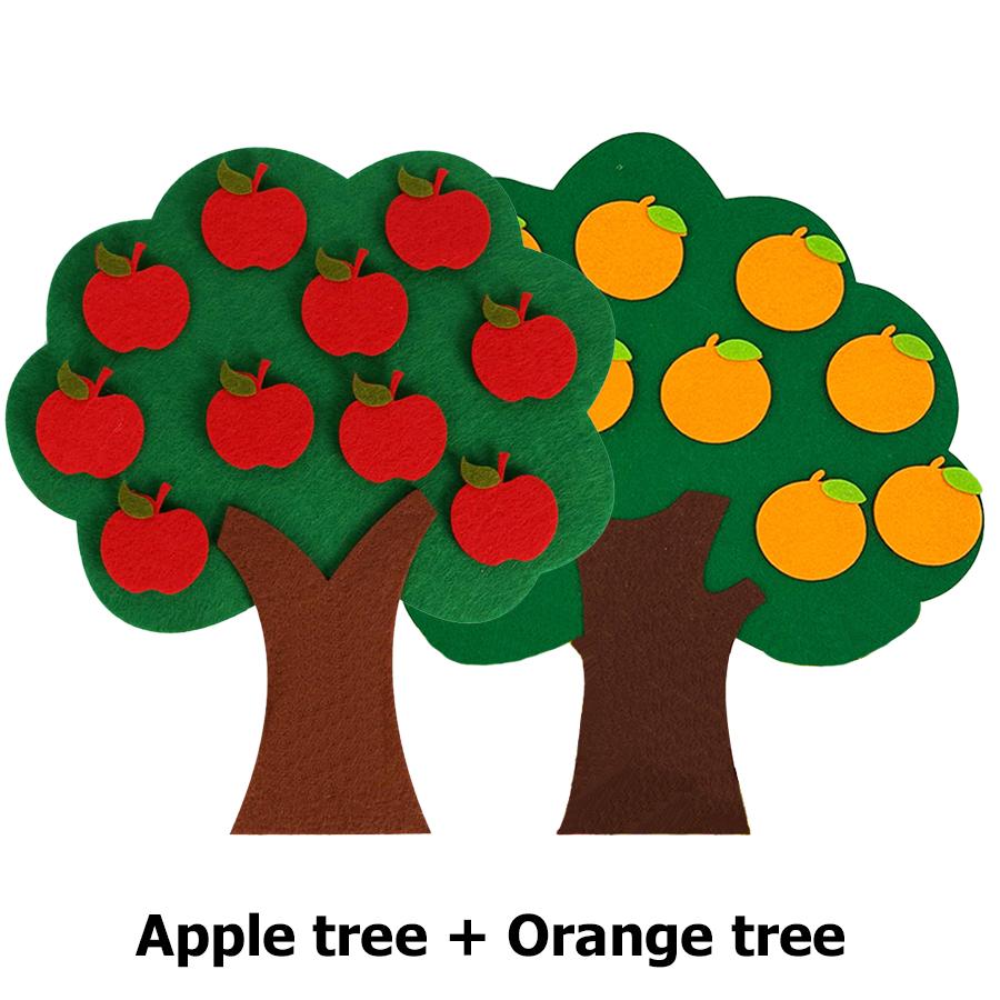 4 Styles Available Fruit Tree Puzzle Felt Children Early Education Toys Kindergarten Color Number Fruit Cognitive Teaching Aids