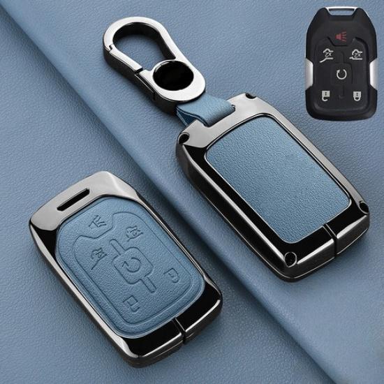 Zinc Alloy Leather Car Key Fob Case Cover For GMC Yukon For Chevy Tahoe Suburban