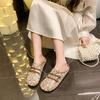 2025 Women's Summer New Retro Bean Shoes with Mesh Soft Bottom Casual One Step Flat Shoes