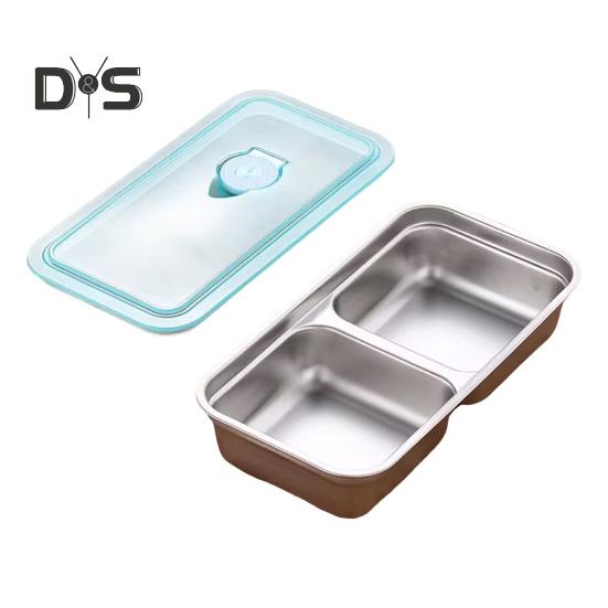 1/2-teilige Snackbox mit Doppelfach, Edelstahlbehälter, auslaufsicheres Design, spülmaschinenfest, Saucen-Dressing-Box