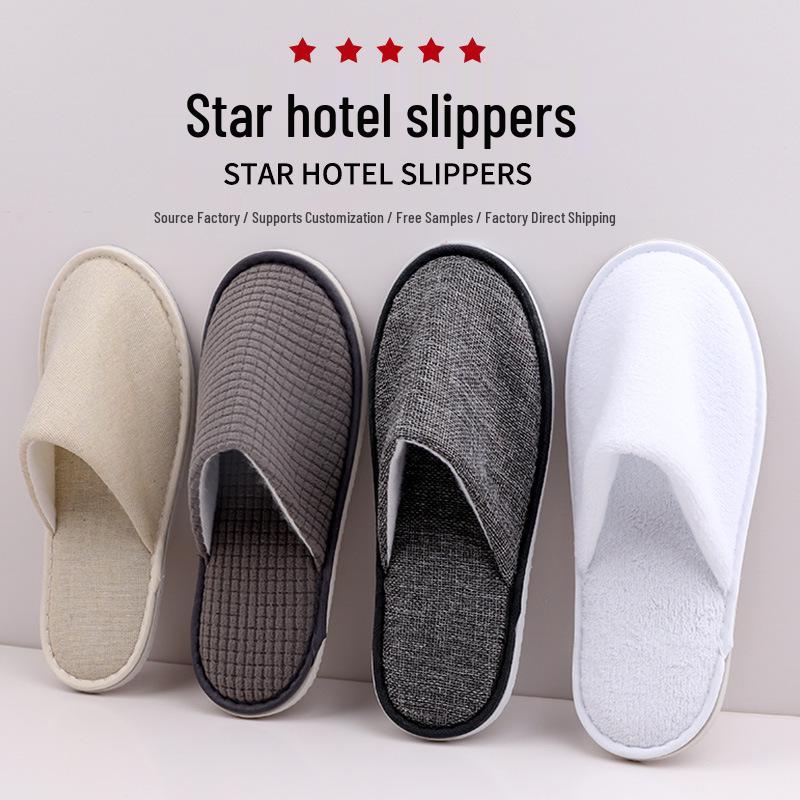 Portable Thick Cotton & Linen Disposable Slippers for Hotels, B&Bs, Guest Houses, and Travel