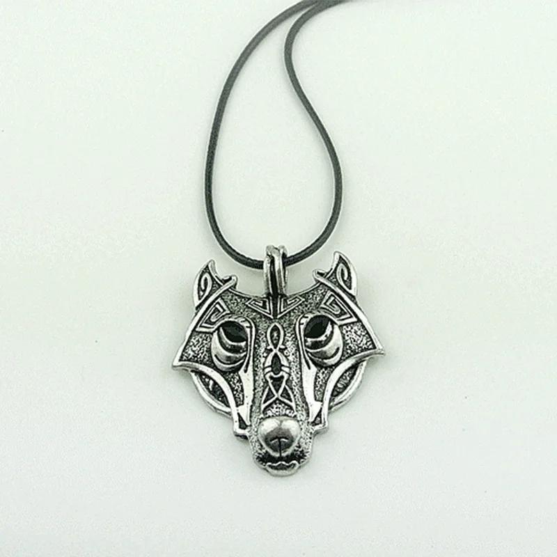 Vintage Jewellery Tibetan Silver Wolf Head Pendant Necklace for Men Amulet Animal Viking Jewelry Collar Hombre Creative Gifts