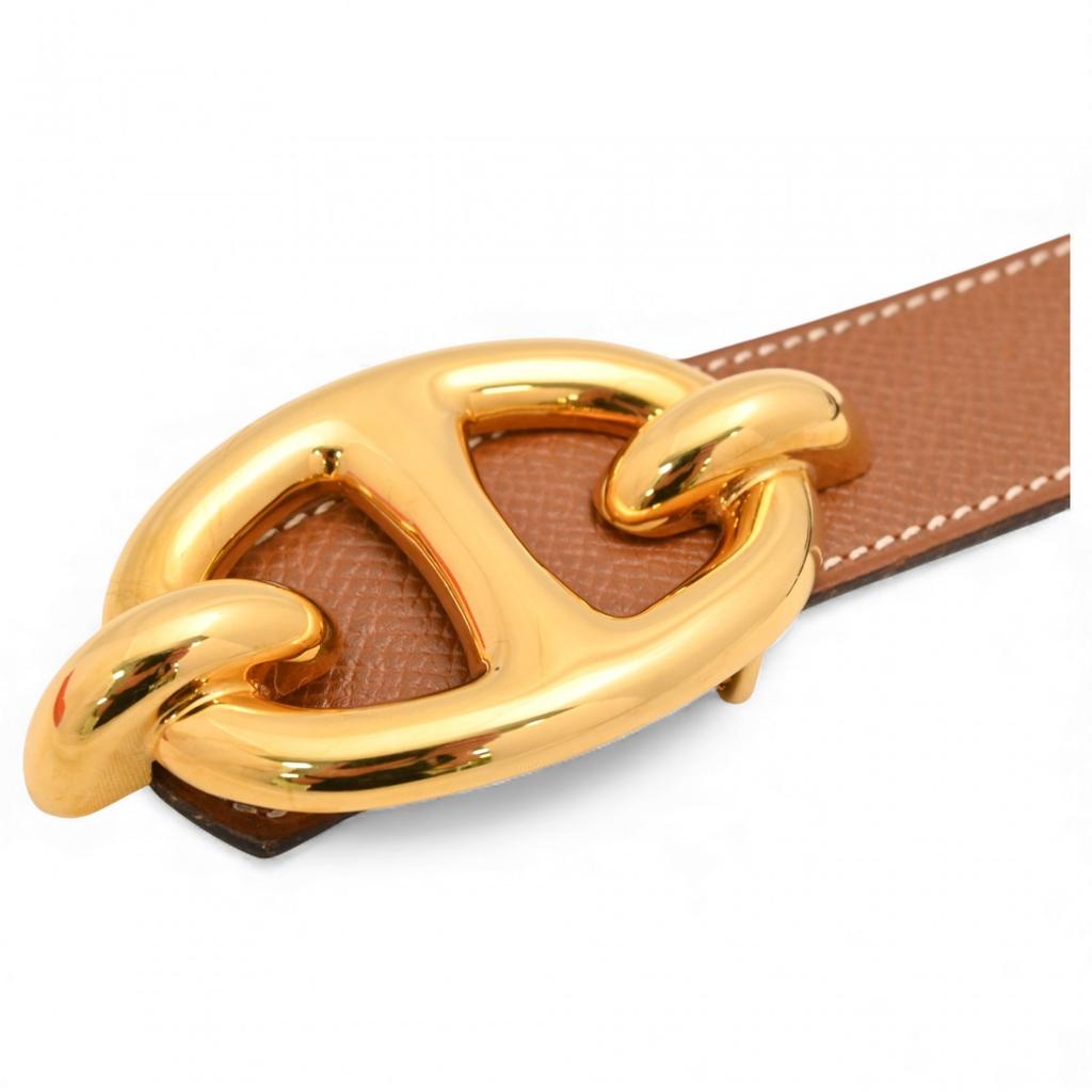 Auth HERMES Chaine d'Ancre Leather Belt Brown he9634gg Used