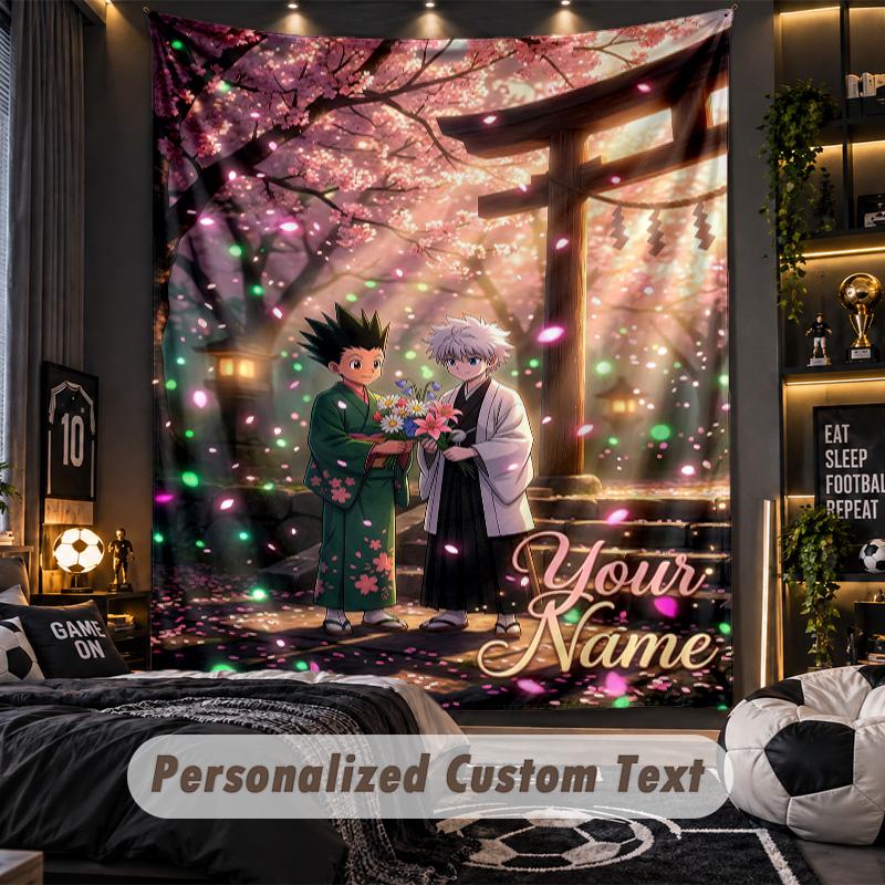 Personalized Wall Tapestry,Hunter × Hunter Custom Printed Name, Fabric Wall Art For Indoor Room Backdrop