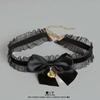 Lace Bell Choker Neck Collar with Wristband, Cute Cat Ear Maid Style Clavicle Chain Fashion Accessories