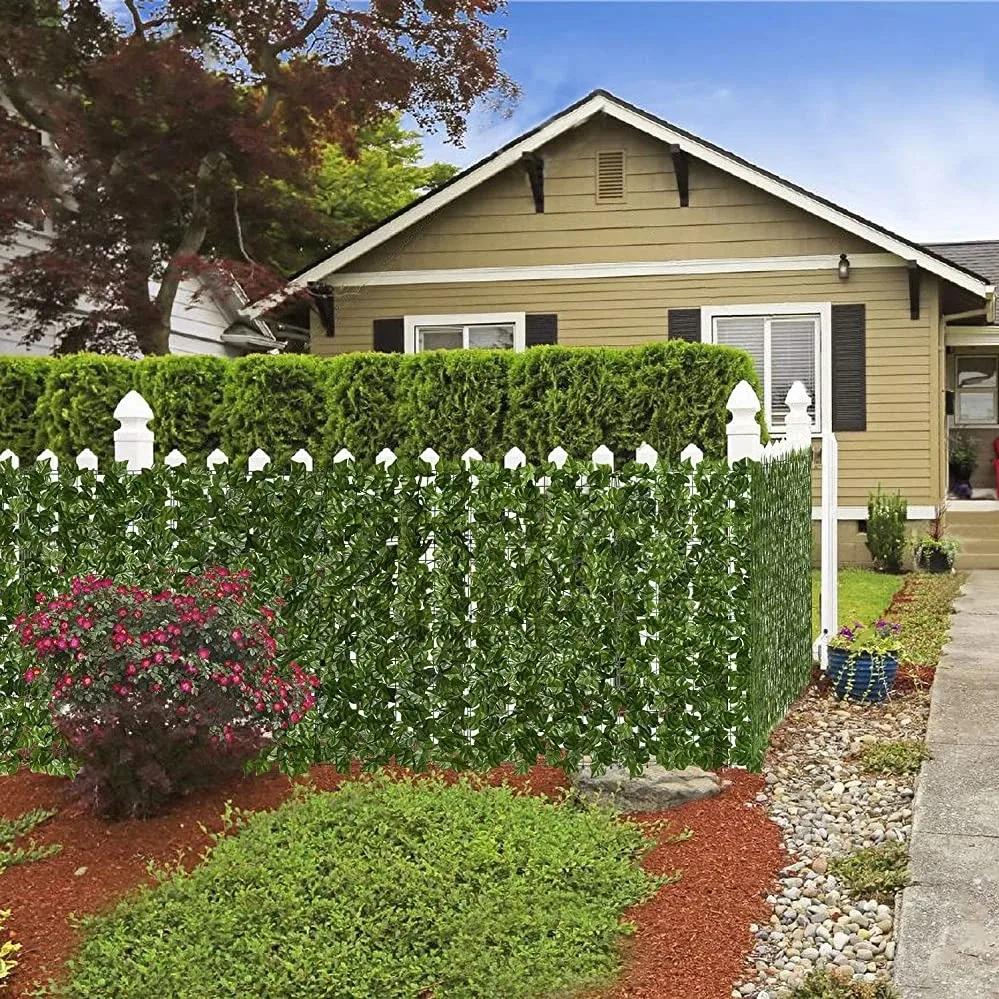 300cm Artificial Green Ivy Hedge Fence Panel Artificial Ivy Leaves Outdoor Home Garden Balcony Fence Screen Turf Decoration