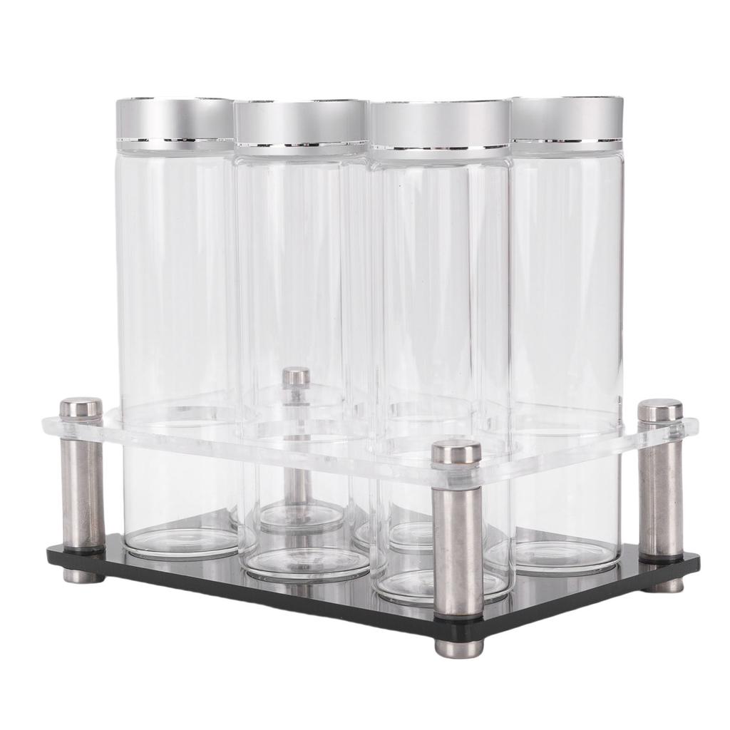 6PCS Coffee Beans Storage Tubes High Borosilicate Glass Coffee Bean Cellars with Display Stand for