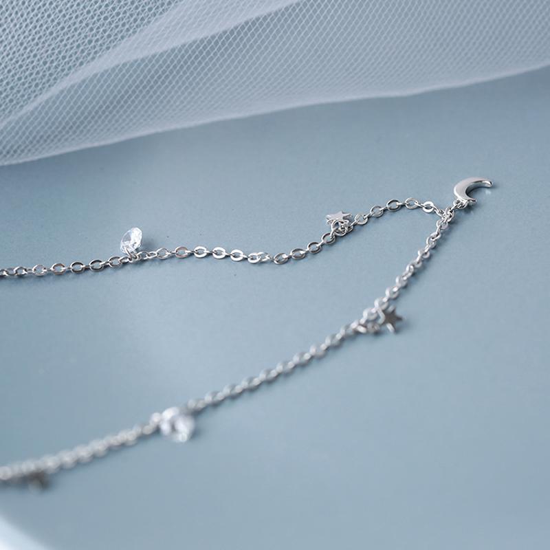 2026 Argento Sterling 925 Lucido Zircone Luna Stella Collana Choker Ciondolo Fascino Catena Lunga Cristallo CZ Collana Donna Matrimonio Gioielli Raffinati