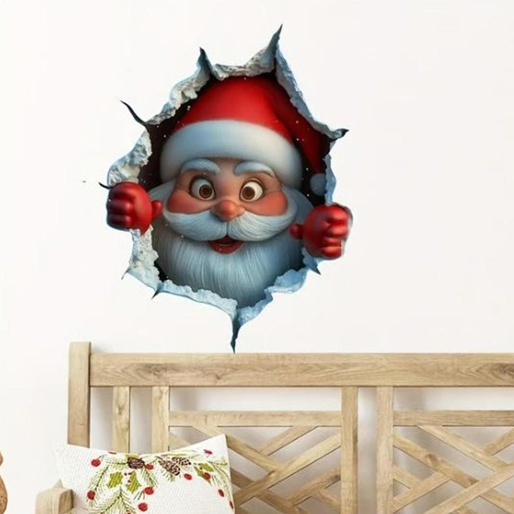 1pc Christmas Santa Wall Stickers PVC Waterproof Sticker Door Window Wall Decals DIY Peel Sticker Home Living Room Party Decor
