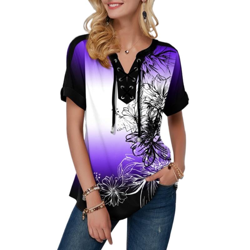 IHUASU Letnia Drukowana Koszulka Damska Luźna