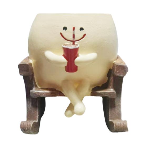 Smiling Face Planter Pot Resin Flower Pot with Four Limbs Fun Irregular Shape