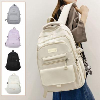 Korean Simple School Bags Large Capacity Nylon College Student Backpack Waterproof Multi-layer Girl's Backpack College