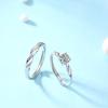 Adjustable Open-Style Moissanite Couple Ring Set Sterling Geometric Design Men Women