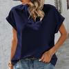 Women's Summer Simple Fashion V-neck Short-sleeved Linen Shirt Shirt