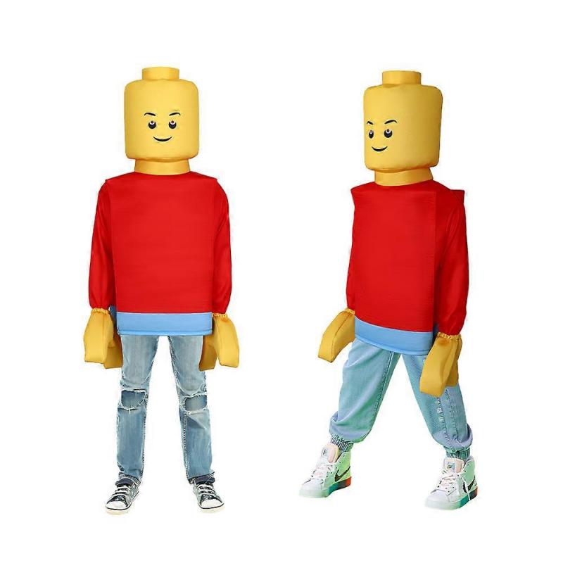 Halloween Lego Man Cosplay Costume Funny Dress Up Party Stage Performance Outfit for Kids Adults