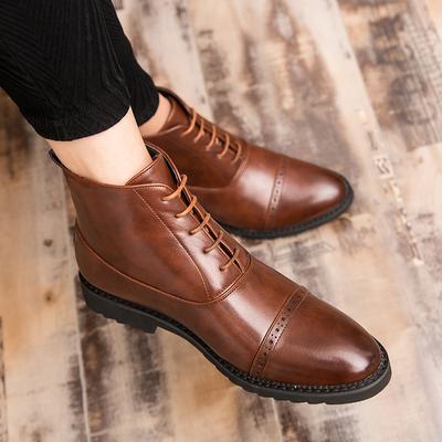 Winter Brand Chelsea Men's Boots Black Formal Business Platform Leather Boots High Quality Designer Men's Shoes Large Size 38-48
