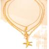 Bohemian Gold Color Starfish Shell Pendant Necklace For Women Beach Choker Pearl Chains Neck Summer Party Jewelry Gift