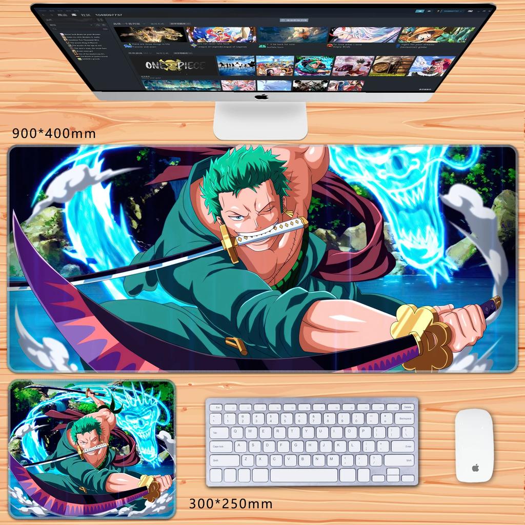 Oversized Chłopcy Anime Roronoa Zoro Dwuwymiarowy Duży Rozmiar Podkładka pod Klawiaturę do Gier Biurowa Podkładka pod Mysz Wysoka Rozdzielczość Anime ONE PIECE Skórzana Podkładka pod Mysz