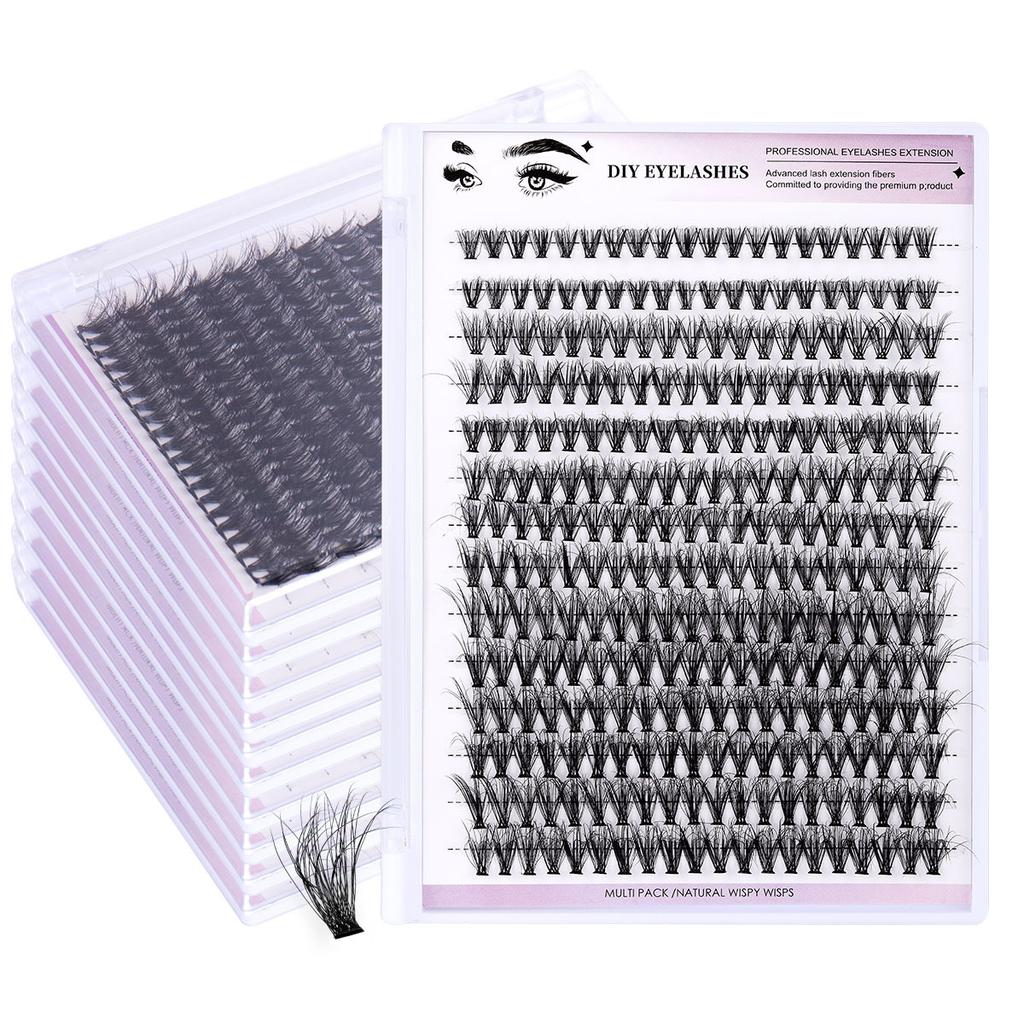 Diy Segmented Fried Hair Single Cluster False Eyelashes 14 Rows Large Capacity Daily Makeup