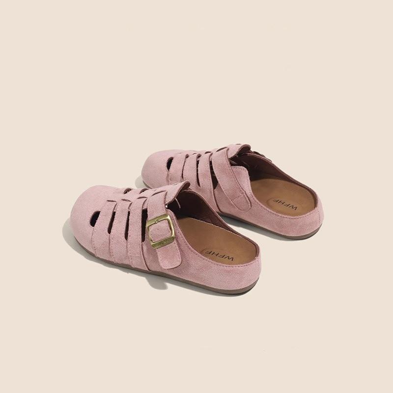 Versatile retro baotou half slippers women's outer wear summer new lazy hollow slippers platform sandals
