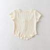 Amerikanischer Stil Slim Fit U-Ausschnitt Geknöpftes Waffelstrick Crop Top für Damen