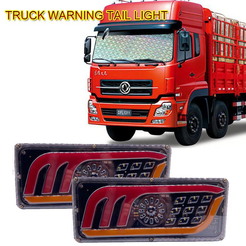 2PCS 12/24V LED Truck Tail Light Turn Signal Rear Brake Lights Reverse Signal Lamp Trailer Lorry Bus Caravan Camper Warning Lamp