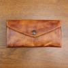 Handmade Leather Envelope Wallet for Women Vegetable Tanned Leather Clutch Phone Purse with Card Holder Ladies