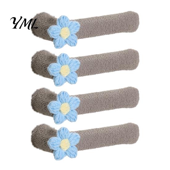 Anti-Collision Door Knob Cover 2/4Pcs Flower Handle Cover, Anti-collision Protector, Anti-Static Anti-Freeze Lever Sleeve for Home Office Bedroom