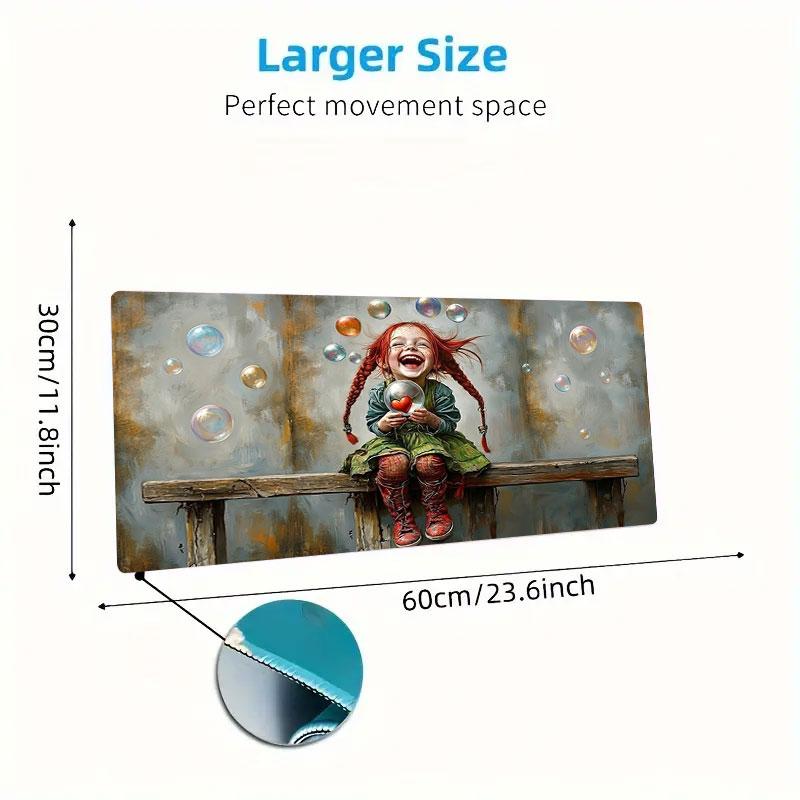 Pippi Longstocking Large Size Mouse Pad Large Gaming Table Cushion Non-slip Laptop Tablet Big Mousepad XXL Mat Mini PC Playmat With Lock edge
